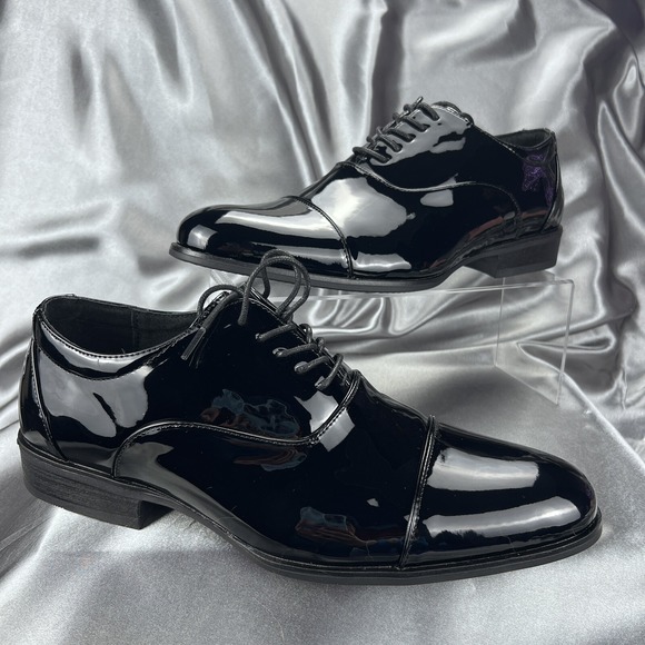 Stacy Adams Mens 9 Wide Gala Tuxedo Shoes Black Patent Leather 24998-004 Wedding - Picture 2 of 16